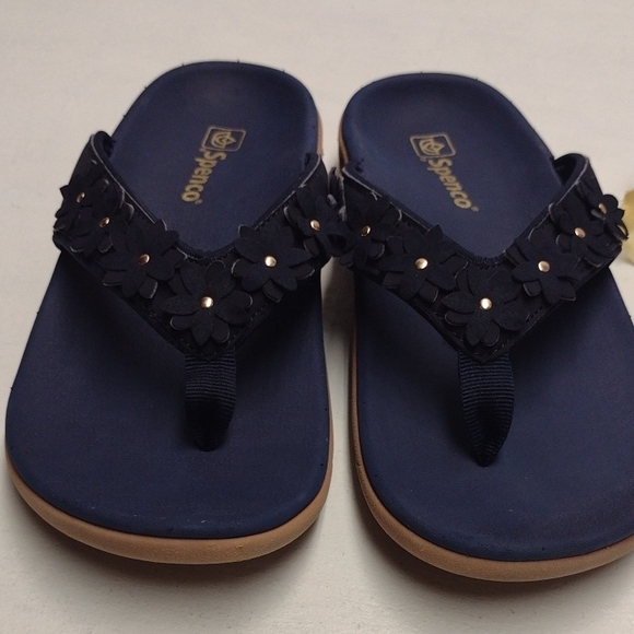 SPENCO Blue Thong Sandals with Beaded Embellishment, Beach Vacation Tlavel Casua - Picture 9 of 10